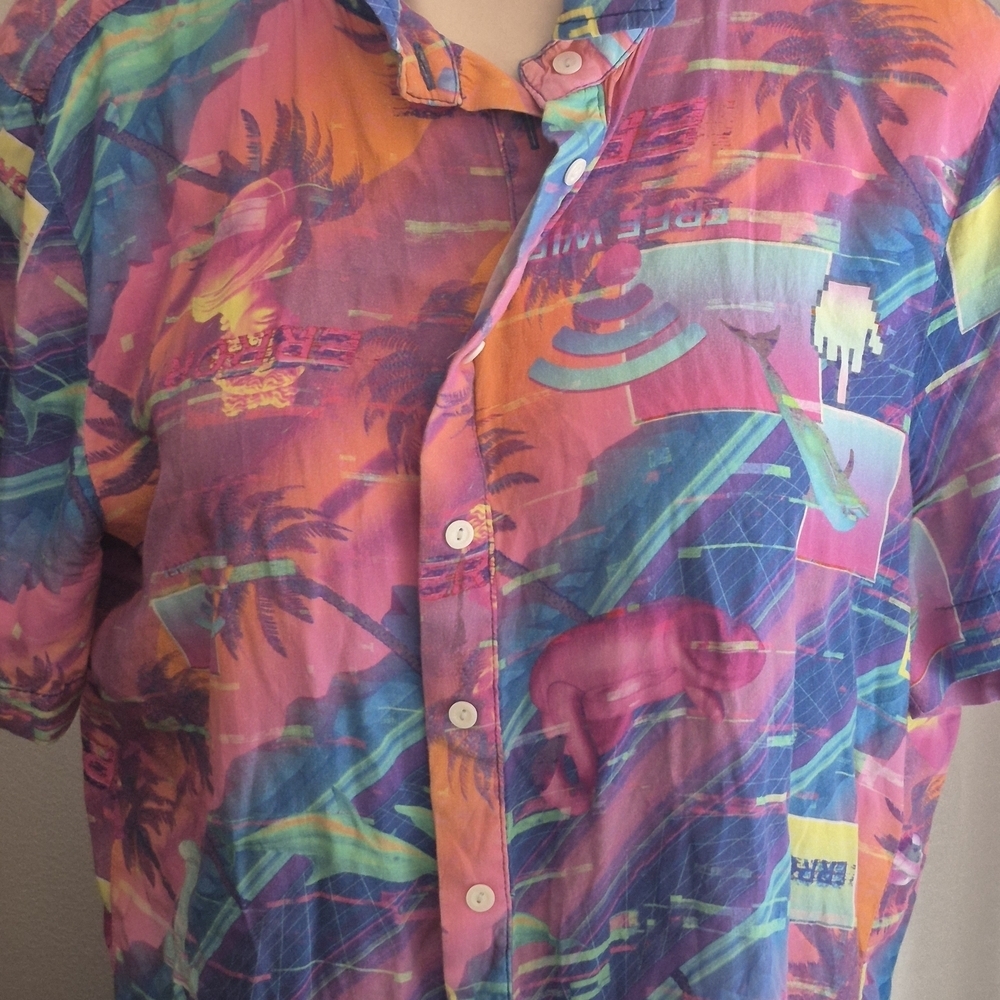 Blue Steel Vibrant Multicolor Shirt Size M - Picture 2 of 4